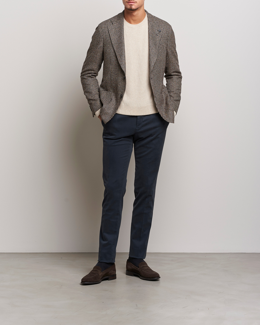 Uomini | Blazers | Lardini | Wool/Silk/Cashmere Houndstooth Blazer Beige/Green