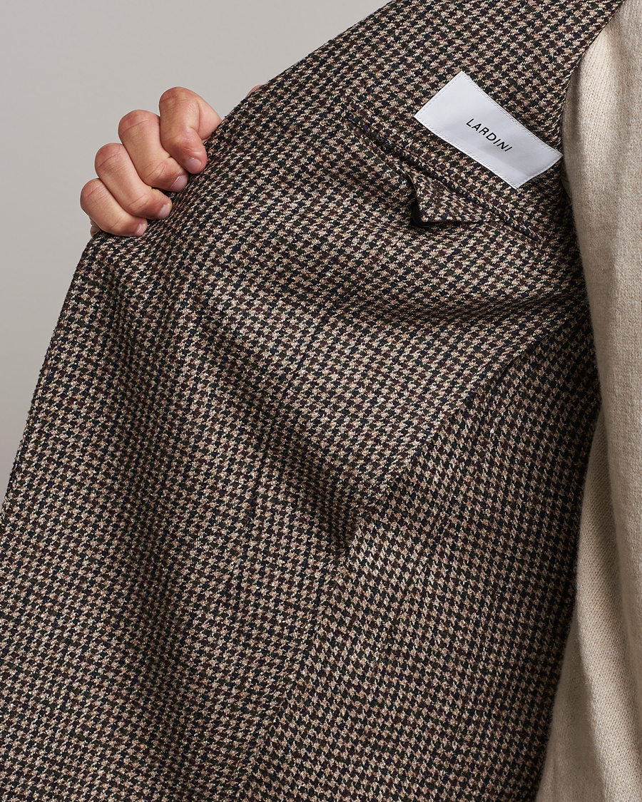 Uomini | Blazers | Lardini | Wool/Silk/Cashmere Houndstooth Blazer Beige/Green