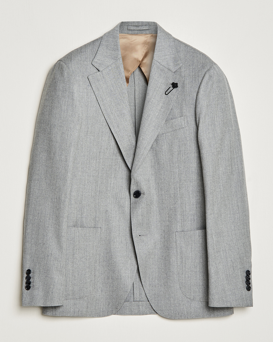 Uomini | Blazers | Lardini | Wool/Cashmerer Flanell Blazer Light Grey