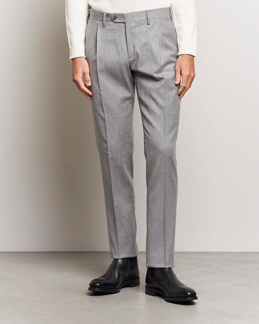 Uomini | Pantaloni | Lardini | Wool/Cashmere One Pleat Trousers Light Grey