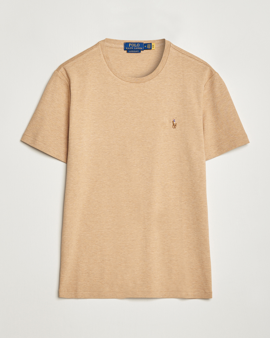 Uomini | T-shirt | Polo Ralph Lauren | Luxury Pima Cotton Crew Neck T-Shirt Camel Heather