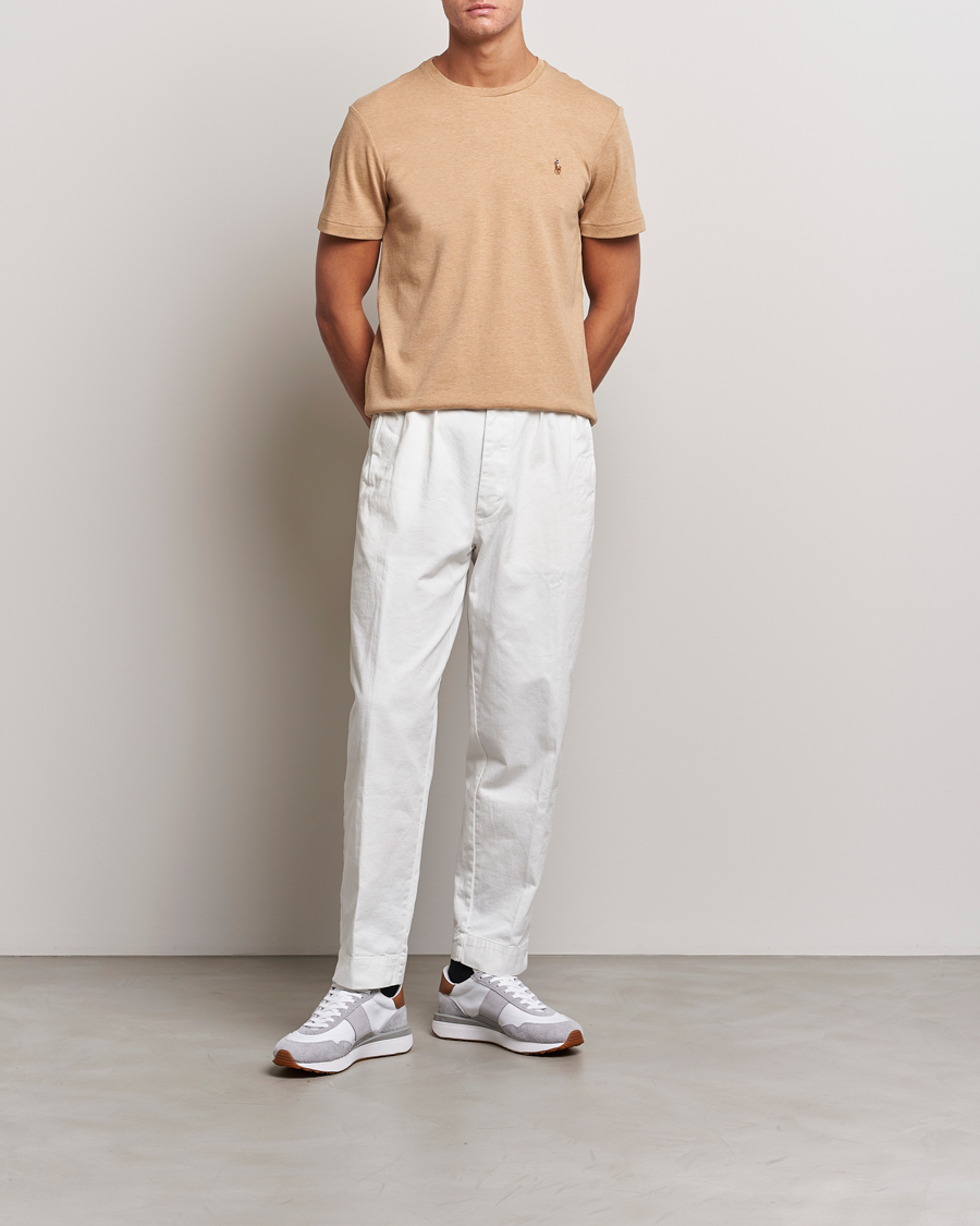 Uomini | T-shirt | Polo Ralph Lauren | Luxury Pima Cotton Crew Neck T-Shirt Camel Heather