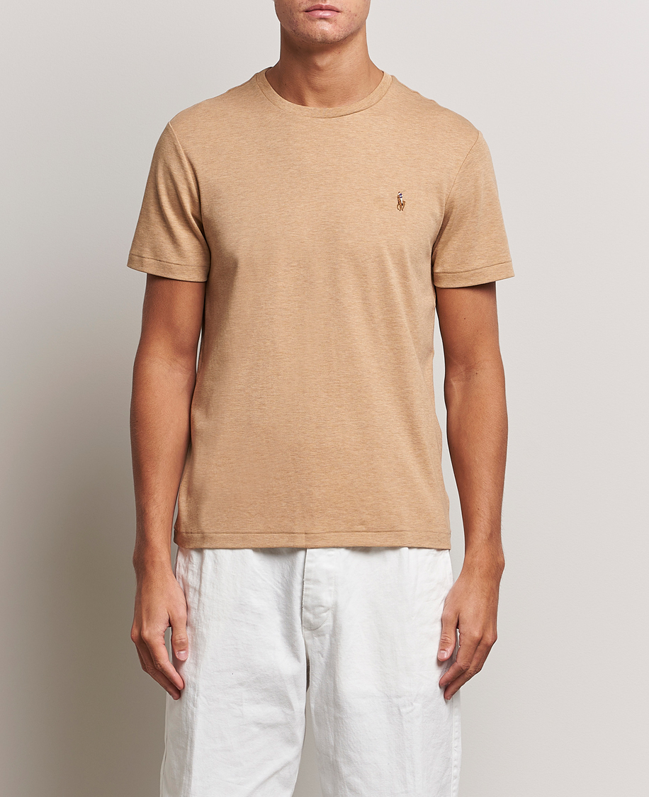 Uomini | T-shirt | Polo Ralph Lauren | Luxury Pima Cotton Crew Neck T-Shirt Camel Heather