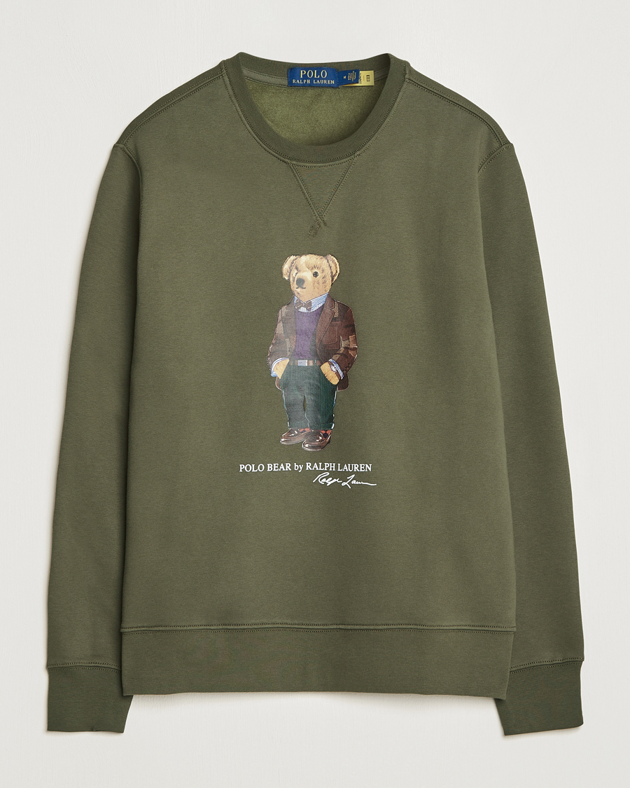 Uomini | Maglieria | Polo Ralph Lauren | Printed Denim Bear Sweatshirt Expedition Olive