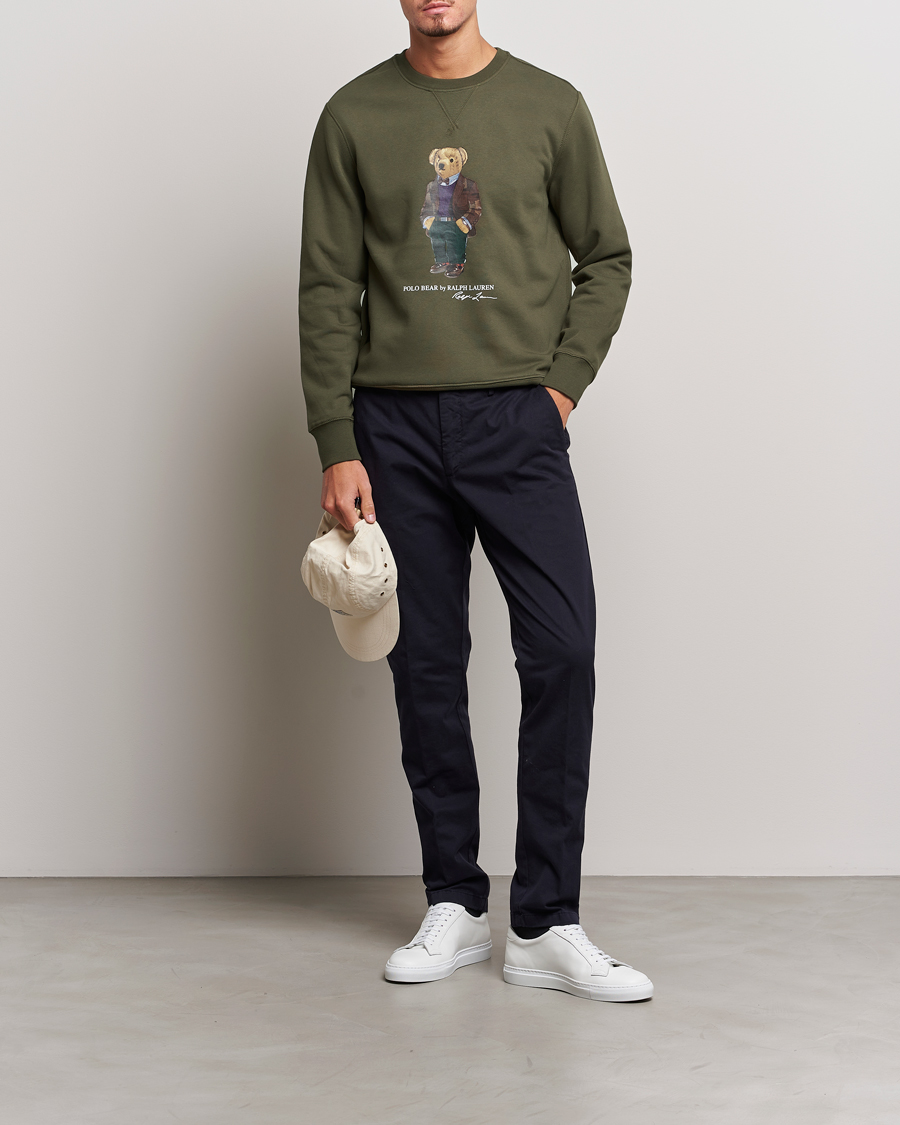 Uomini | Maglieria | Polo Ralph Lauren | Printed Denim Bear Sweatshirt Expedition Olive