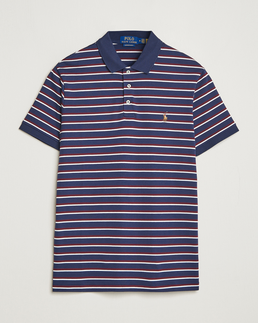 Uomini | Polo | Polo Ralph Lauren | Luxury Pima Cotton Striped Polo French Navy/White