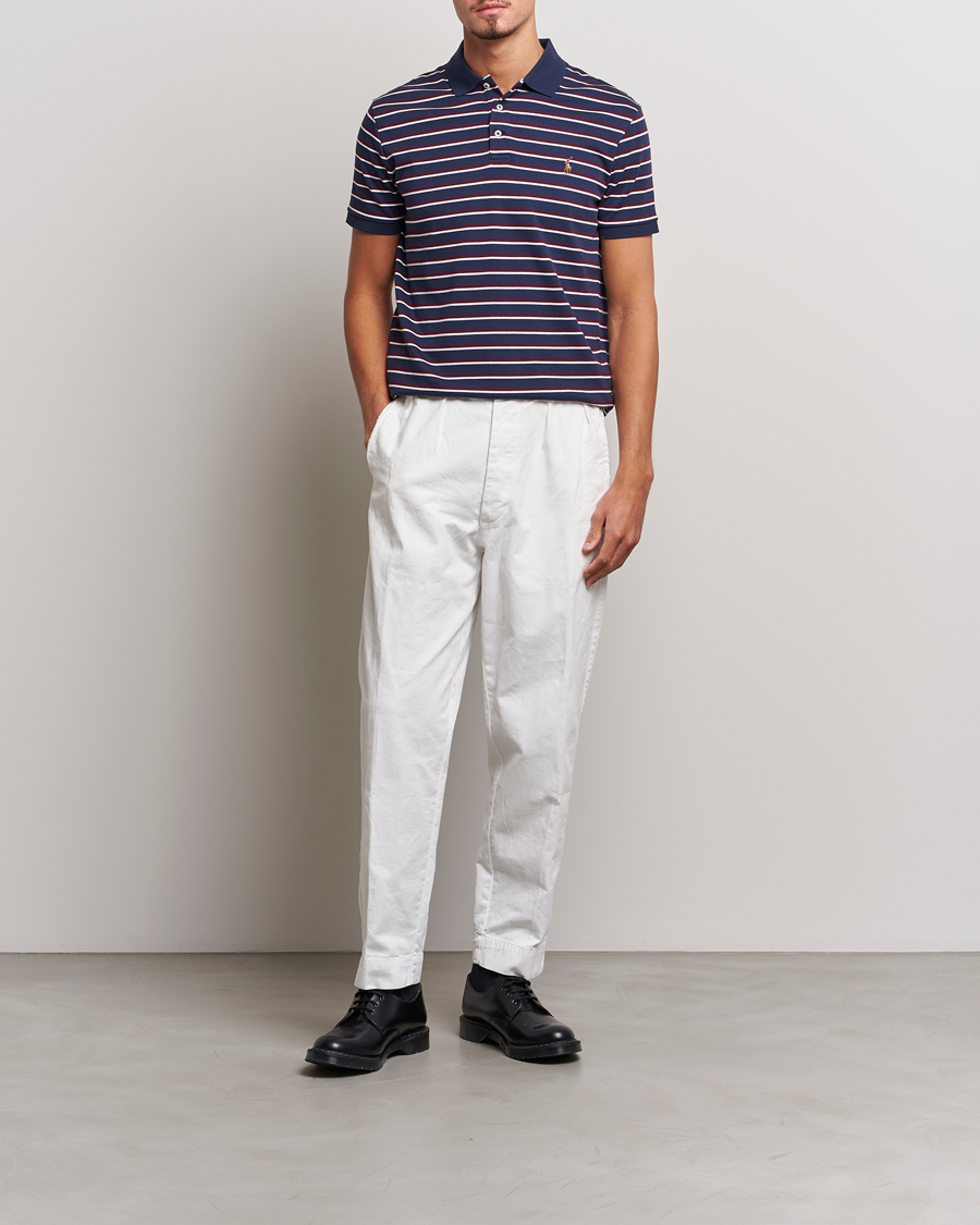 Uomini | Polo | Polo Ralph Lauren | Luxury Pima Cotton Striped Polo French Navy/White