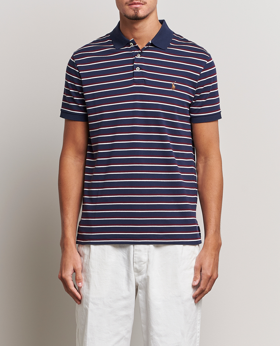 Uomini | Polo | Polo Ralph Lauren | Luxury Pima Cotton Striped Polo French Navy/White