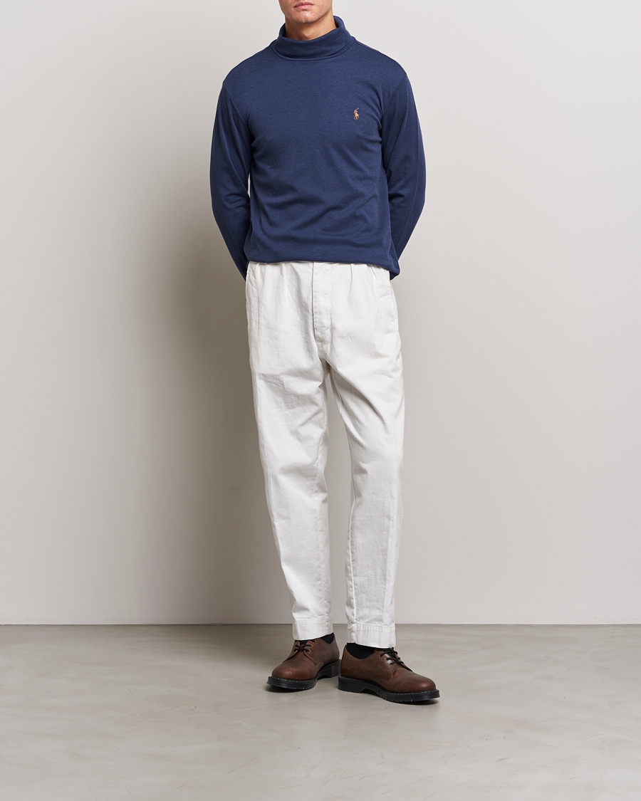 Uomini | Maglieria | Polo Ralph Lauren | Luxury Pima Cotton Rollneck Spring Navy Heather