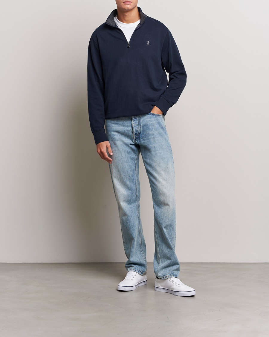 Uomini | Maglieria | Polo Ralph Lauren | Double Knit Half-Zip Sweater Aviator Navy