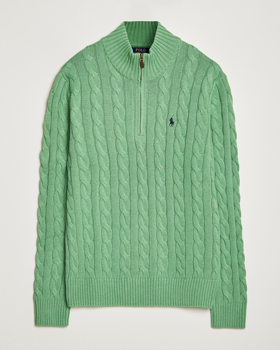 Uomini | Maglieria | Polo Ralph Lauren | Cotton Cable Half Zip Sweater Field Green Heather