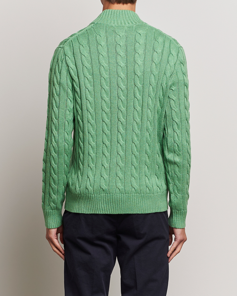 Uomini | Maglieria | Polo Ralph Lauren | Cotton Cable Half Zip Sweater Field Green Heather