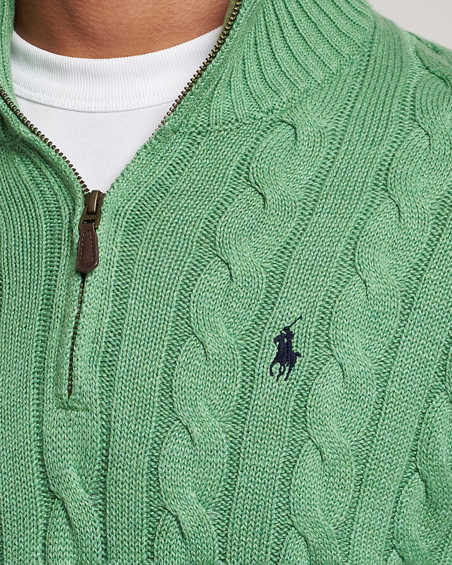 Uomini | Maglieria | Polo Ralph Lauren | Cotton Cable Half Zip Sweater Field Green Heather
