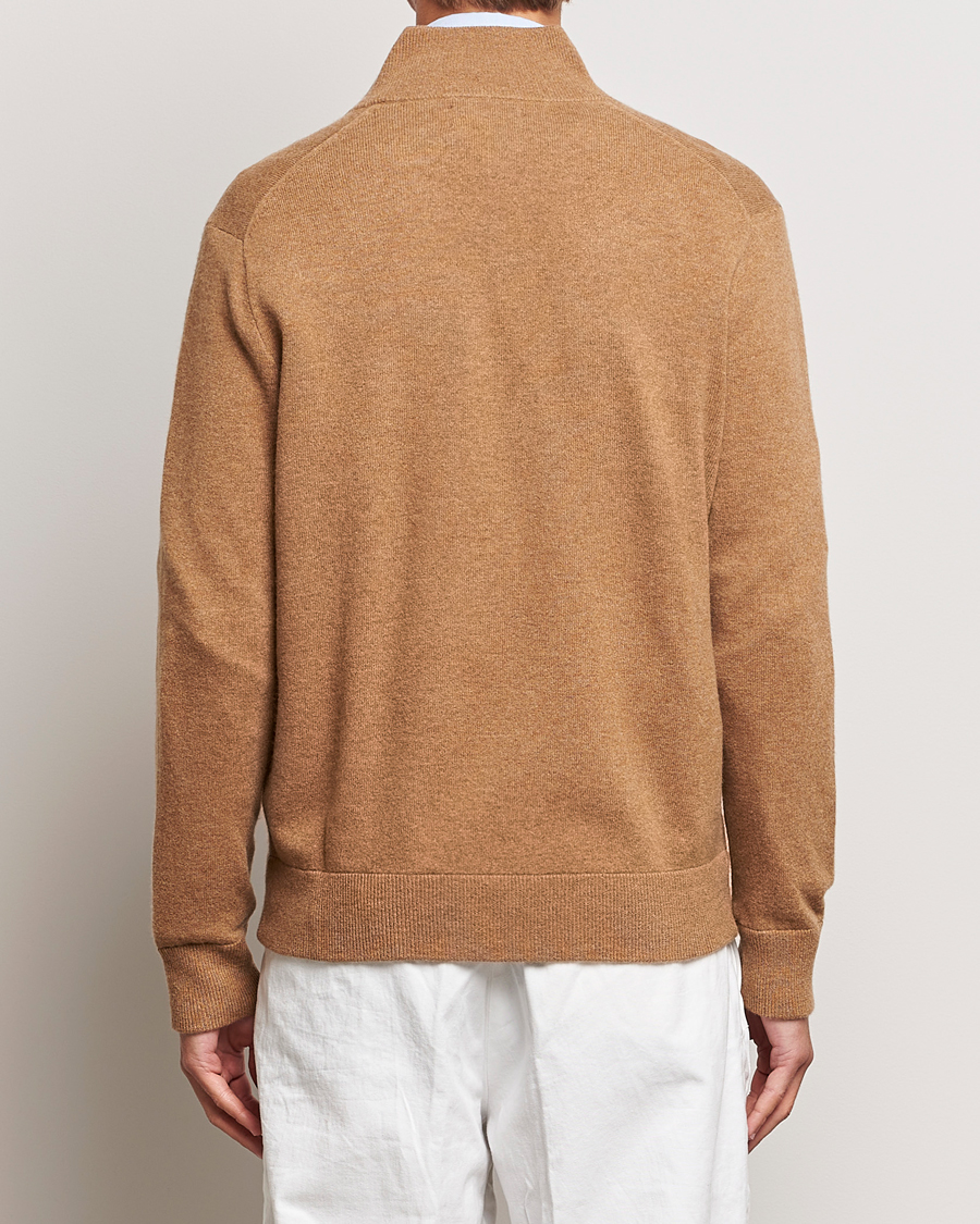 Uomini | Maglieria | Polo Ralph Lauren | Merino Knitted Full Zip Sweater Latte Brown Heather