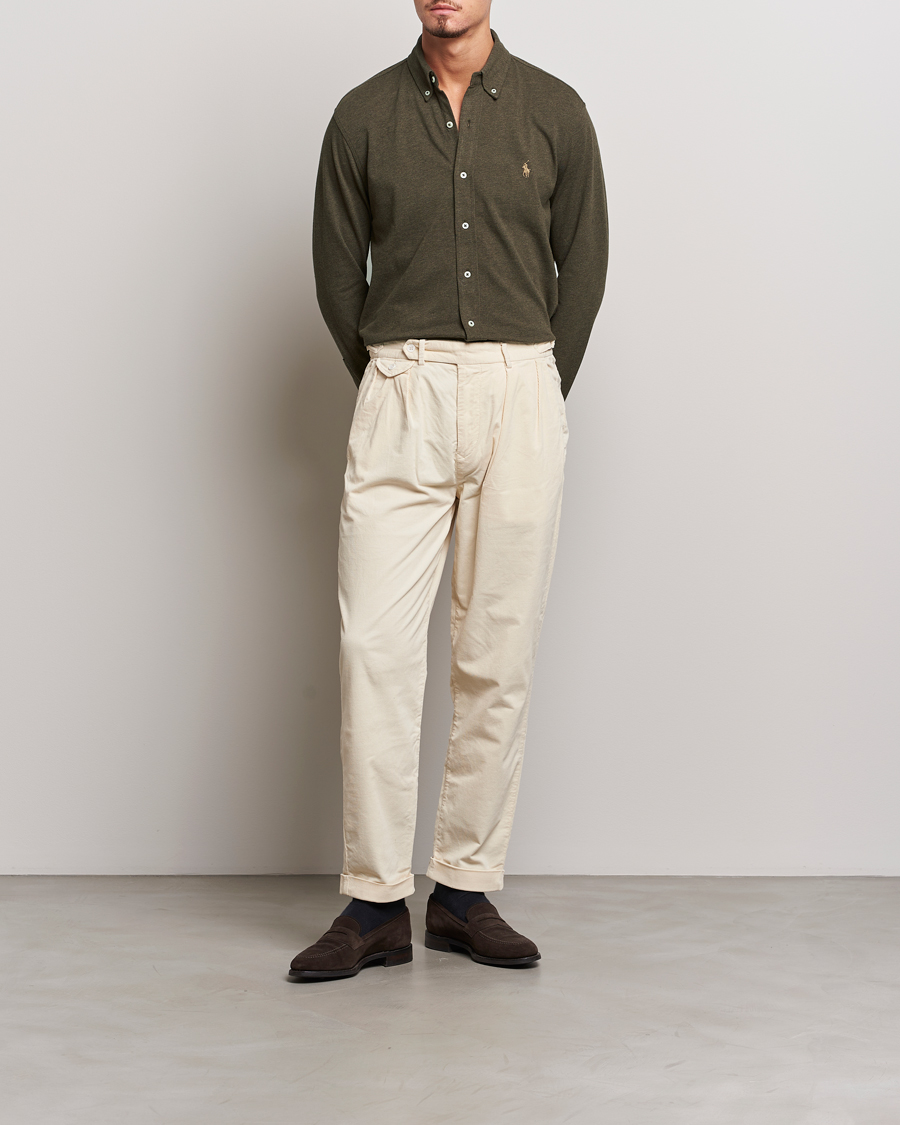 Uomini | Camicie | Polo Ralph Lauren | Featherweight Mesh Shirt Wilson Olive Heather
