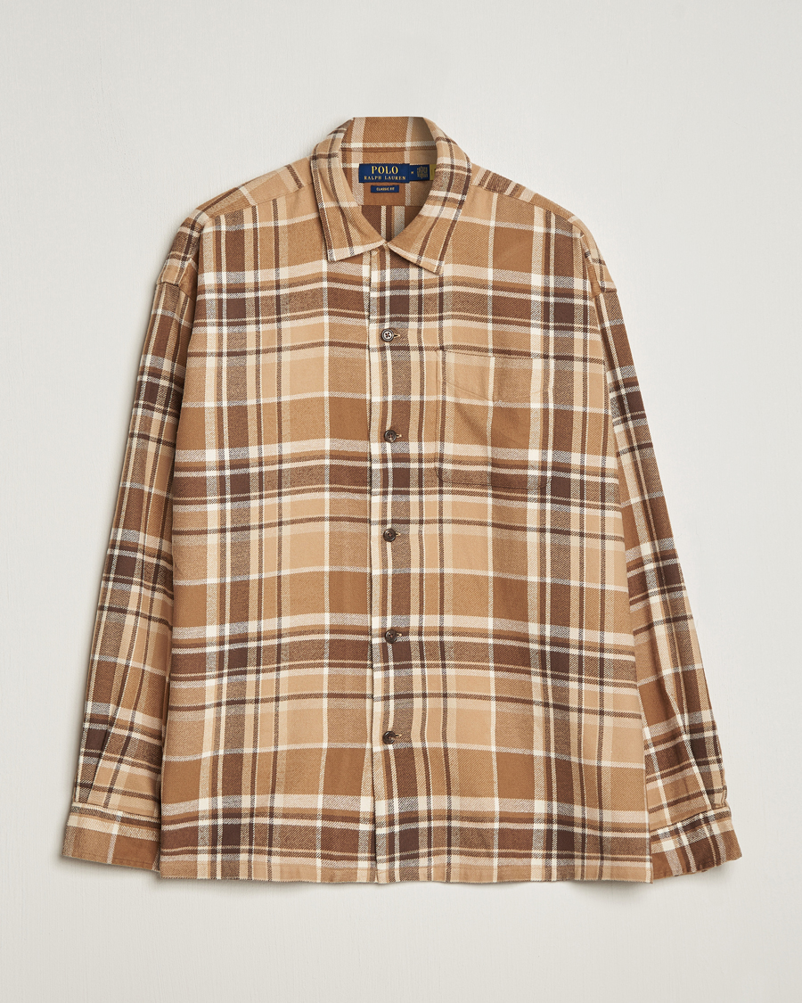 Uomini | Camicie | Polo Ralph Lauren | Brushed Flannel Checked Shirt Khaki/Brown