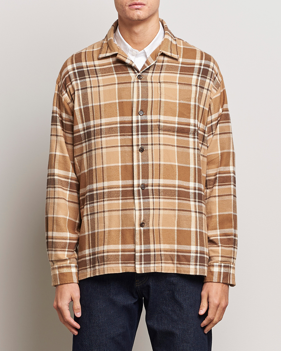 Uomini | Camicie | Polo Ralph Lauren | Brushed Flannel Checked Shirt Khaki/Brown