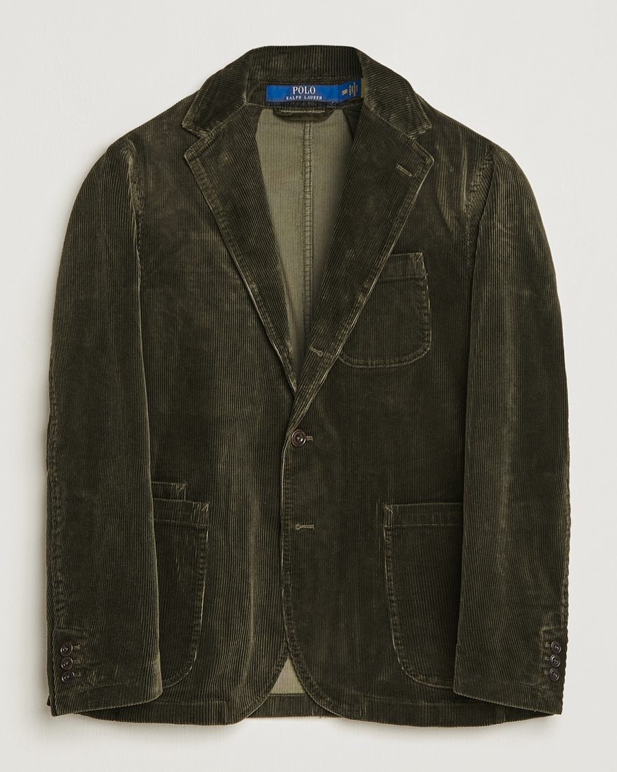 Uomini | Blazers | Polo Ralph Lauren | Corduroy Stretch Blazer Oil Cloth Green