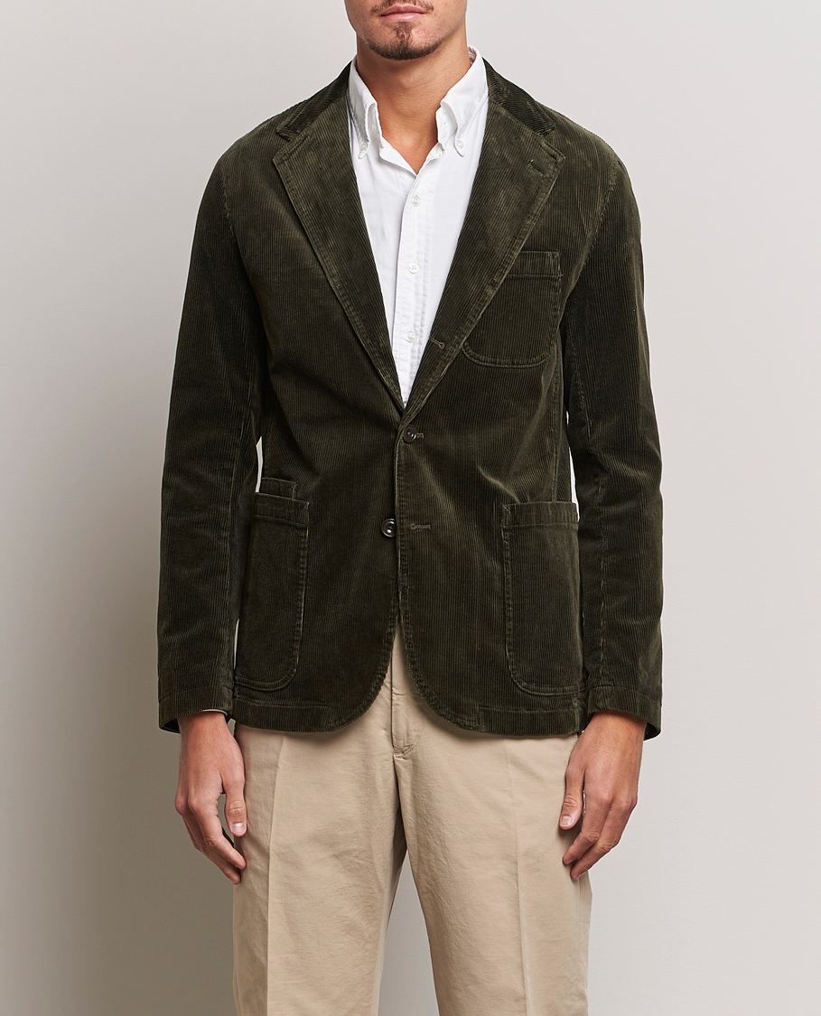 Uomini | Blazers | Polo Ralph Lauren | Corduroy Stretch Blazer Oil Cloth Green