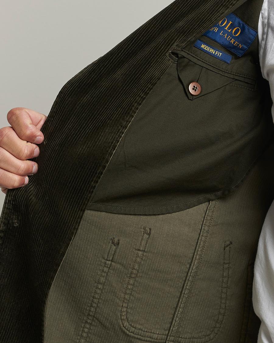 Uomini | Blazers | Polo Ralph Lauren | Corduroy Stretch Blazer Oil Cloth Green