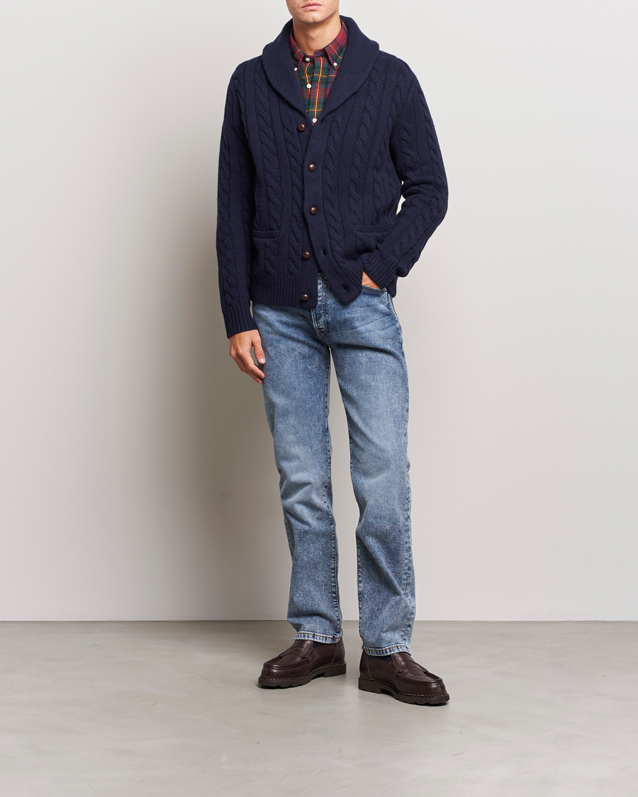 Uomini | Maglieria | Polo Ralph Lauren | Wool Cable Cardigan Hunter Navy