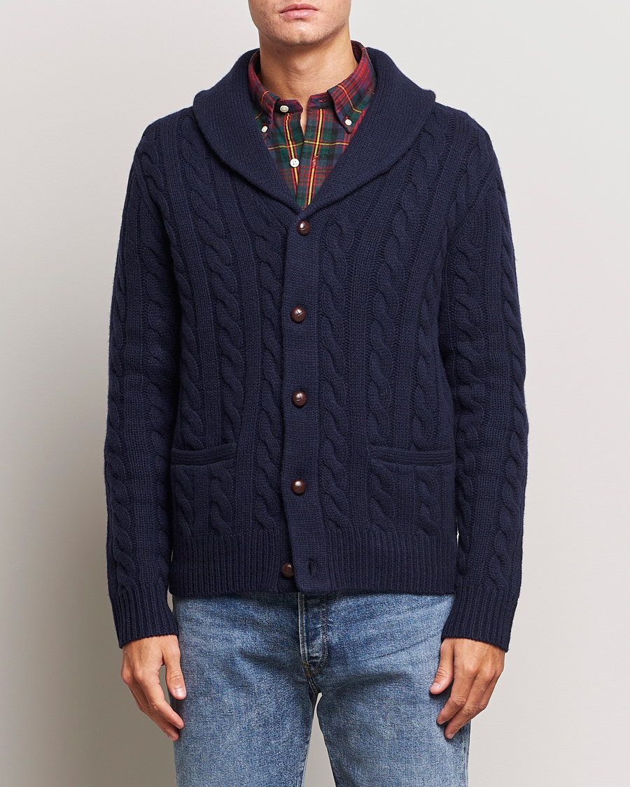 Uomini | Maglieria | Polo Ralph Lauren | Wool Cable Cardigan Hunter Navy
