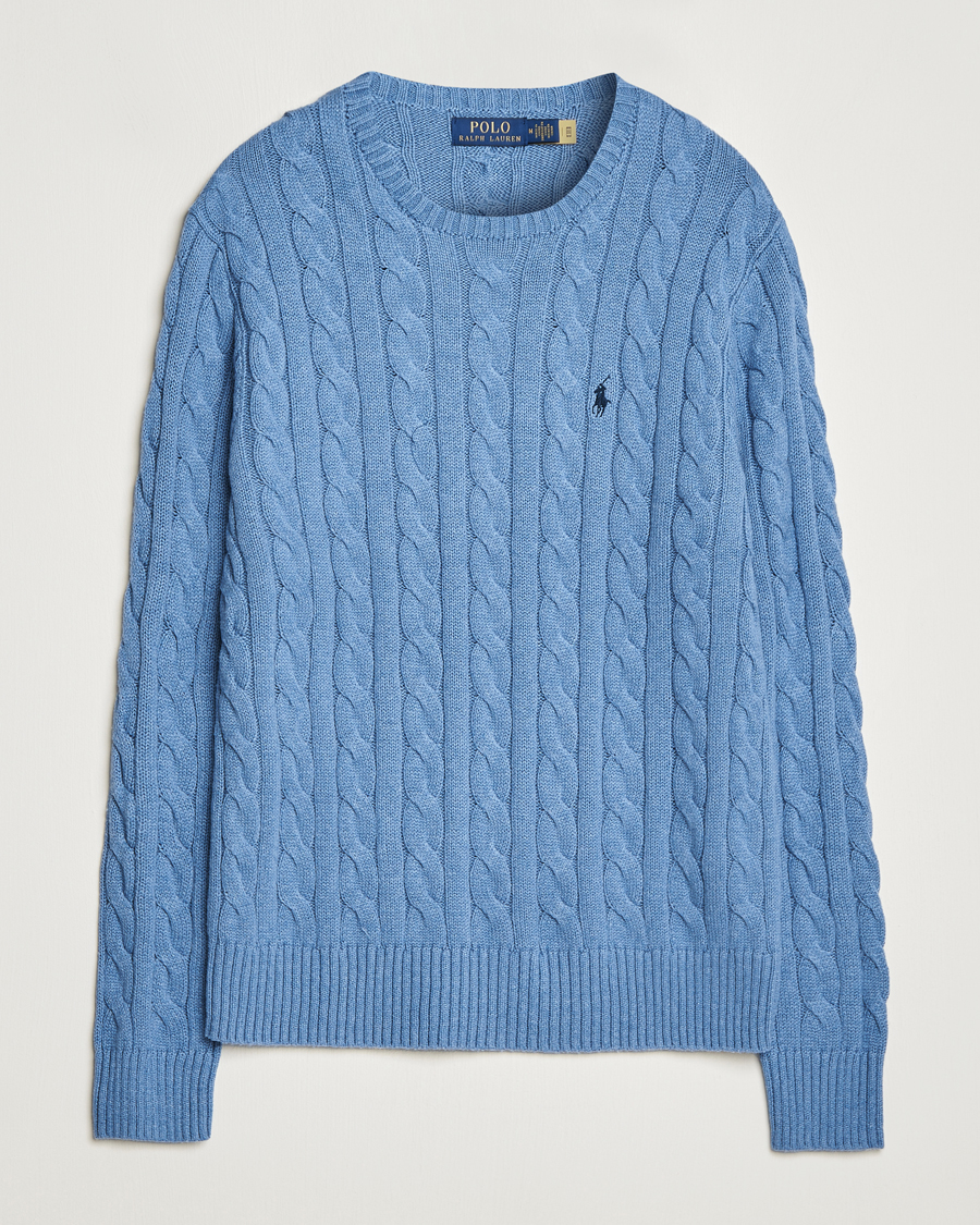 Uomini | Maglieria | Polo Ralph Lauren | Cotton Cable Pullover Sky Blue Heather