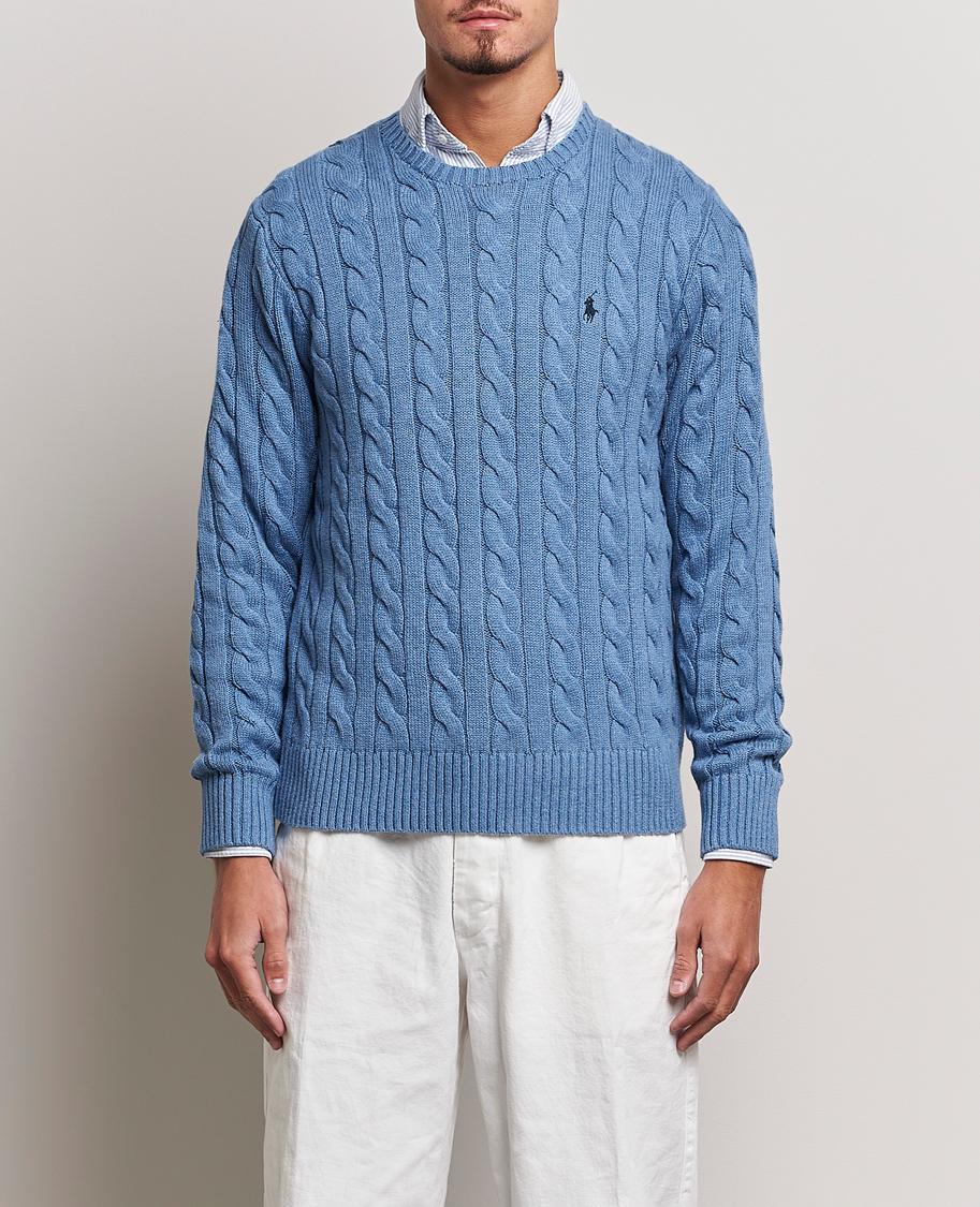 Uomini | Maglieria | Polo Ralph Lauren | Cotton Cable Pullover Sky Blue Heather