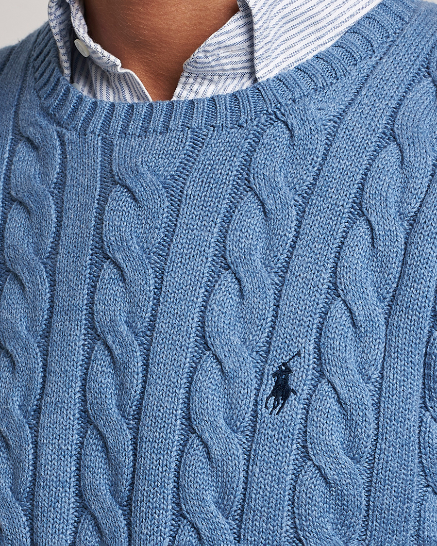 Uomini | Maglieria | Polo Ralph Lauren | Cotton Cable Pullover Sky Blue Heather