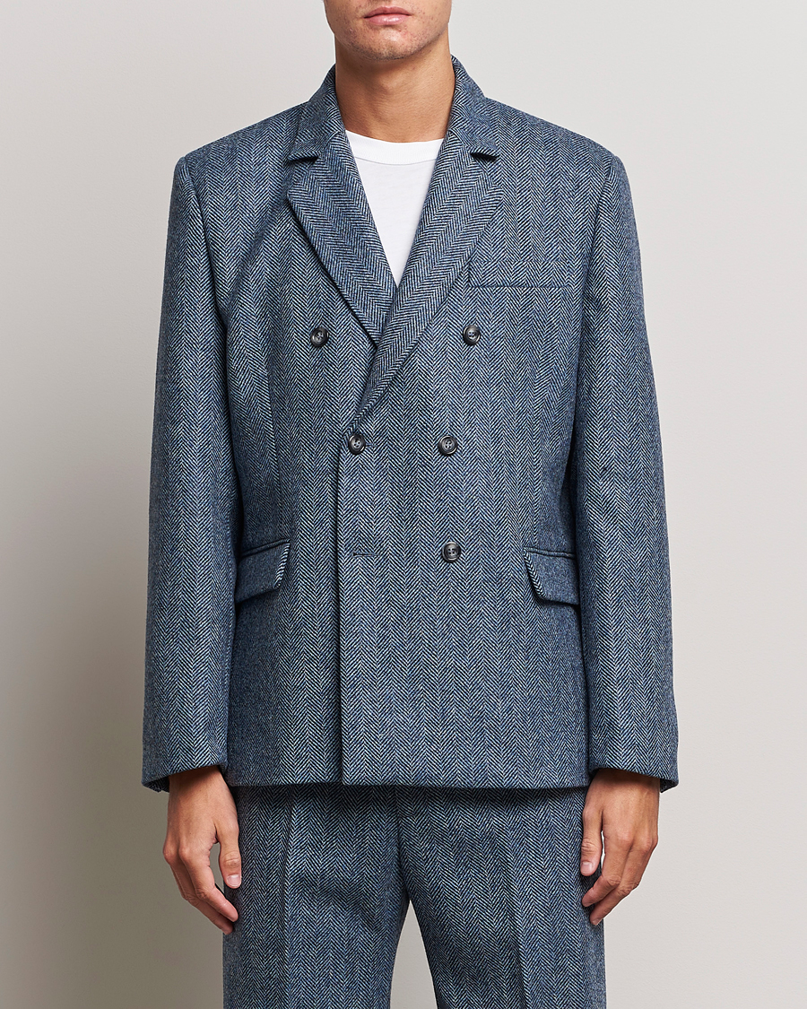 Uomini | Blazers | Palmes | Double Blaze Tweed Sport Coat Navy Herringbone