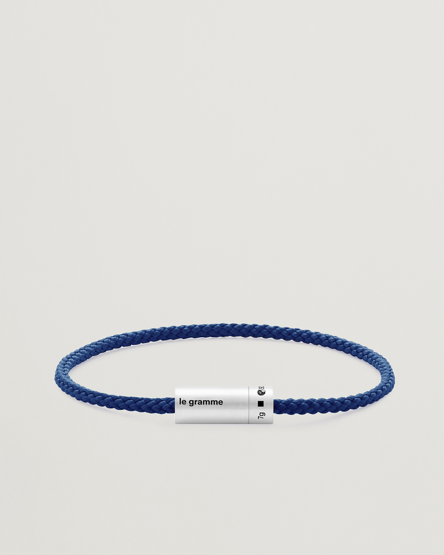Uomini | Gioielli | LE GRAMME | Nato Cable Bracelet Blue/Sterling Silver 7g