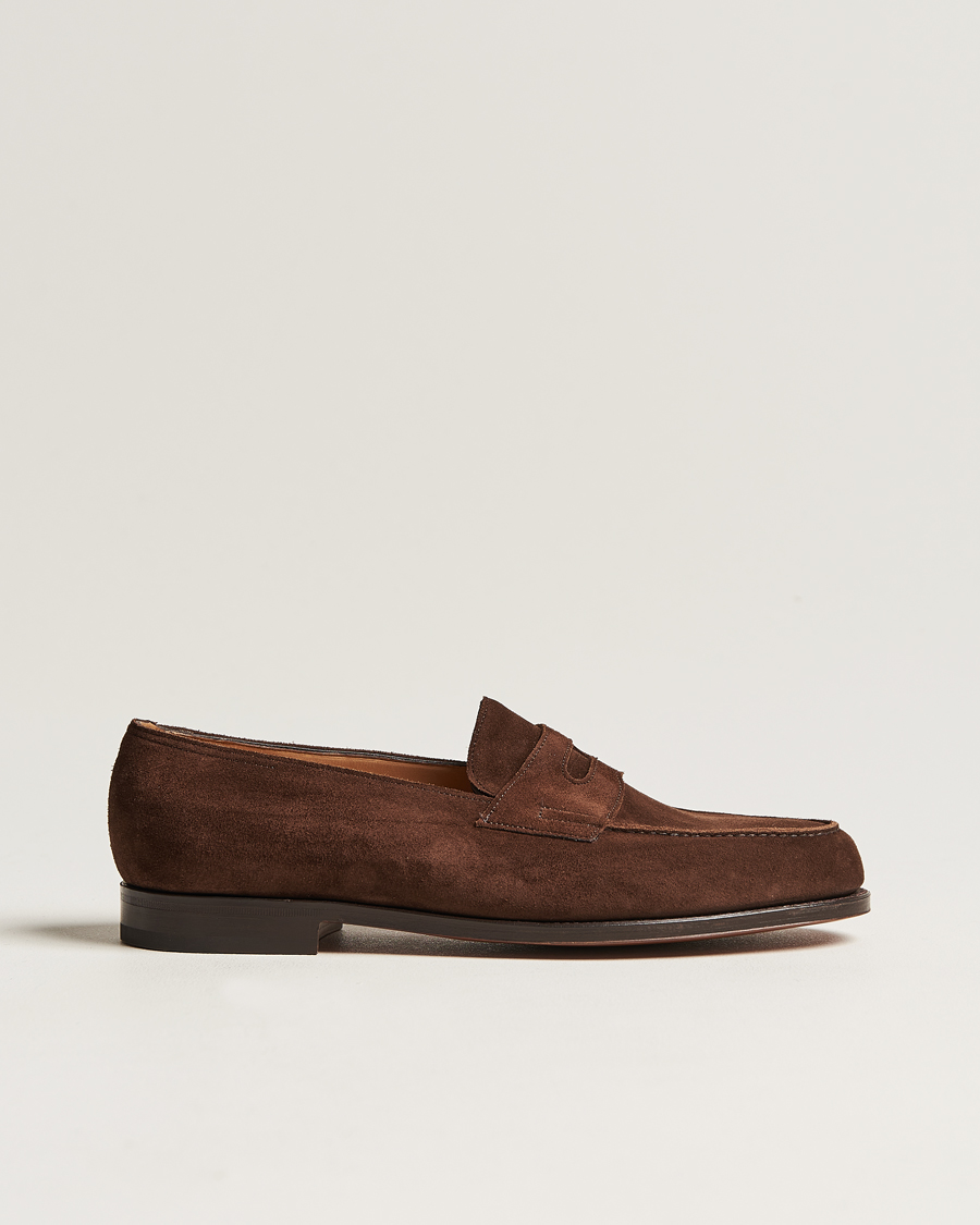 Uomini | Mocassini | John Lobb | Lopez Penny Loafer Dark Brown Suede