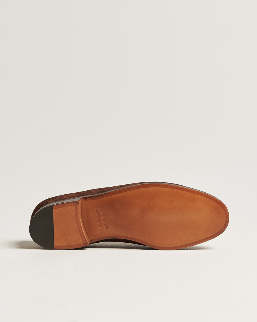 Uomini | Mocassini | John Lobb | Lopez Penny Loafer Dark Brown Suede