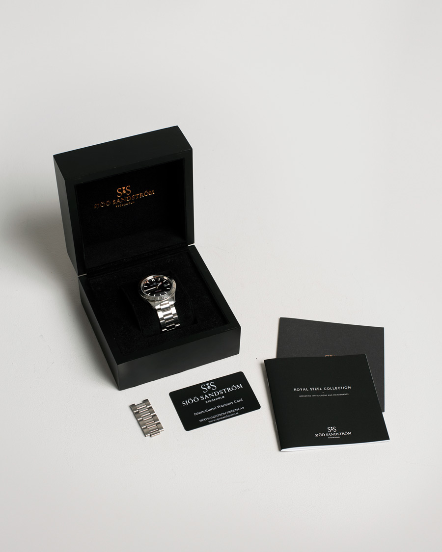 Uomini | Sjöö Sandström Pre-Owned Royal Steel Worldstimer 41mm SS-1841-WT Steel Black | Sjöö Sandström Pre-Owned | Royal Steel Worldstimer 41mm SS-1841-WT Steel Black