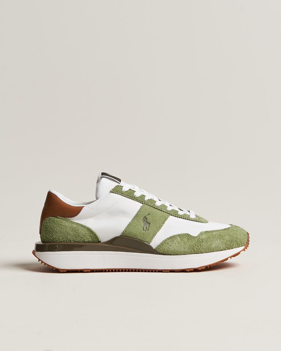 Uomini | Polo Ralph Lauren Train 89 Running Sneaker White/Olive | Polo Ralph Lauren | Train 89 Running Sneaker White/Olive
