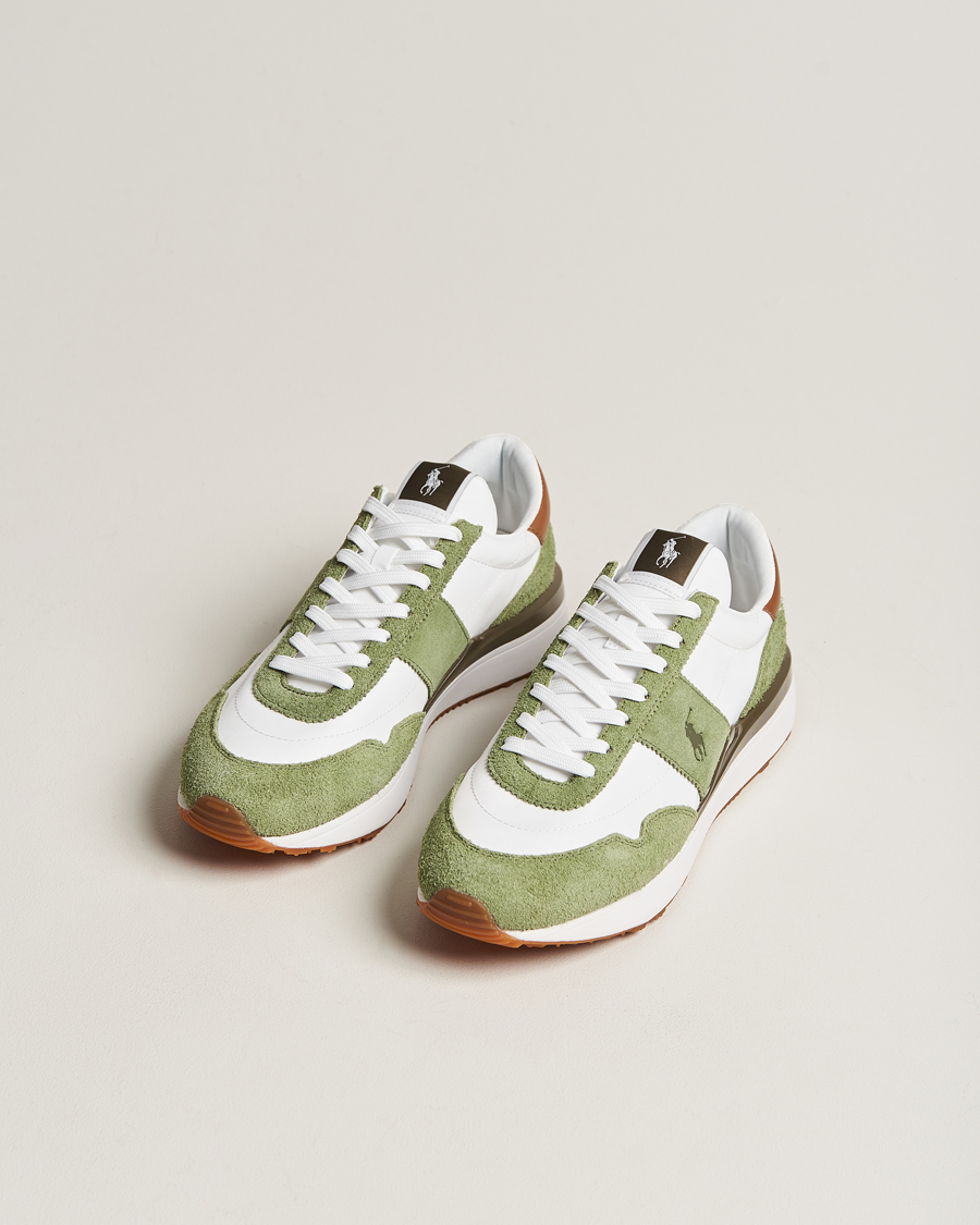 Uomini | Polo Ralph Lauren Train 89 Running Sneaker White/Olive | Polo Ralph Lauren | Train 89 Running Sneaker White/Olive