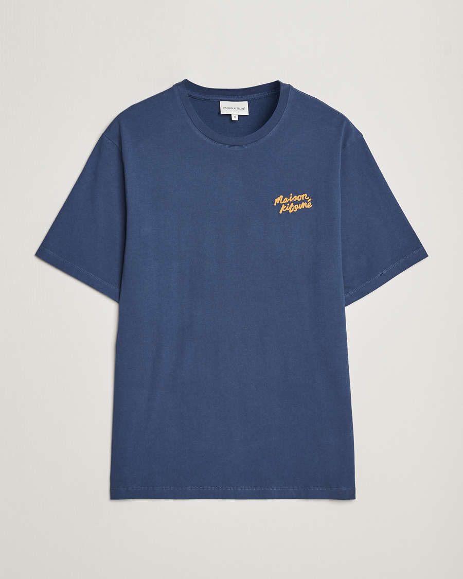 Uomini | T-shirt | Maison Kitsuné | Mini Handwriting T-shirt Blue Denim