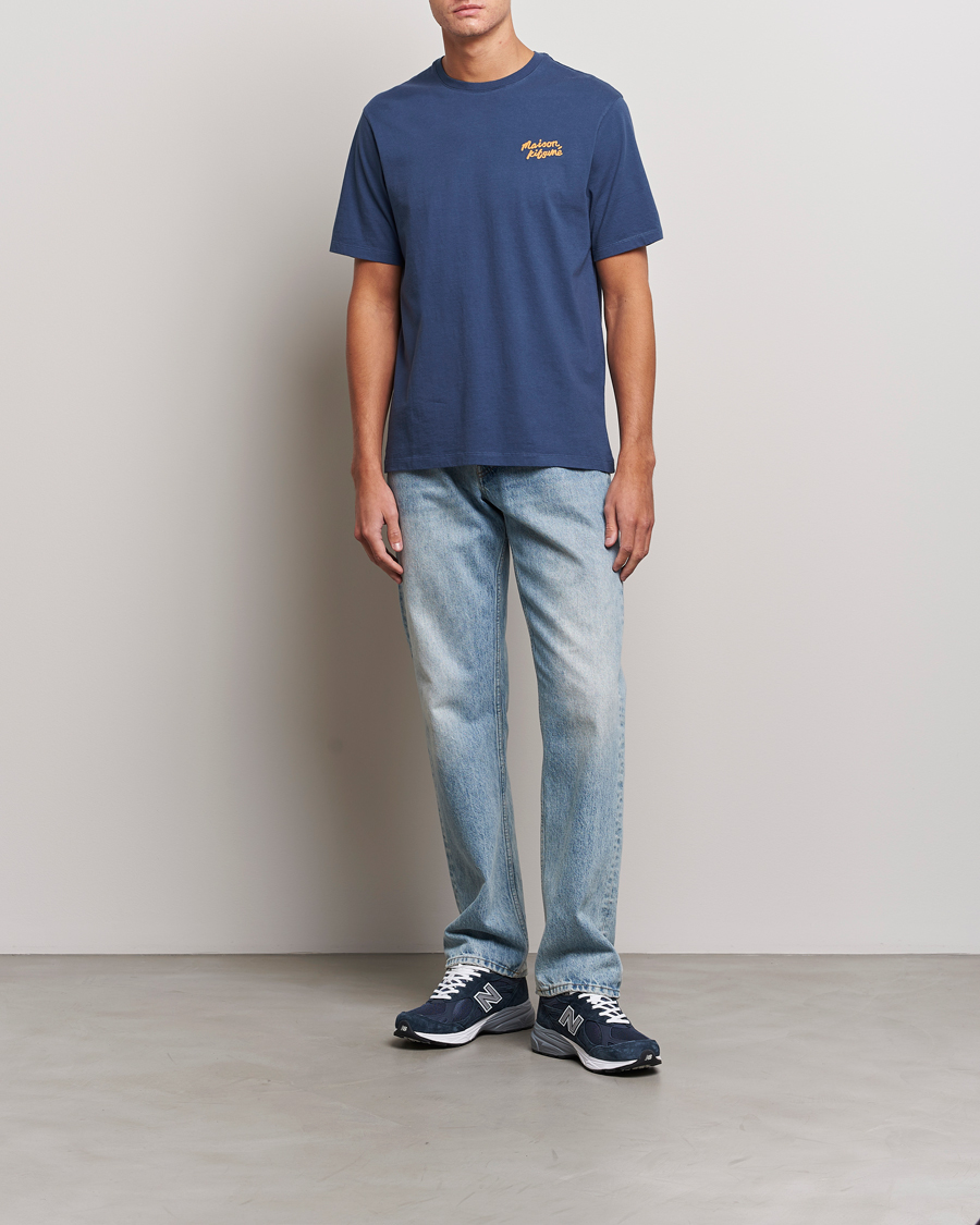 Uomini | T-shirt | Maison Kitsuné | Mini Handwriting T-shirt Blue Denim