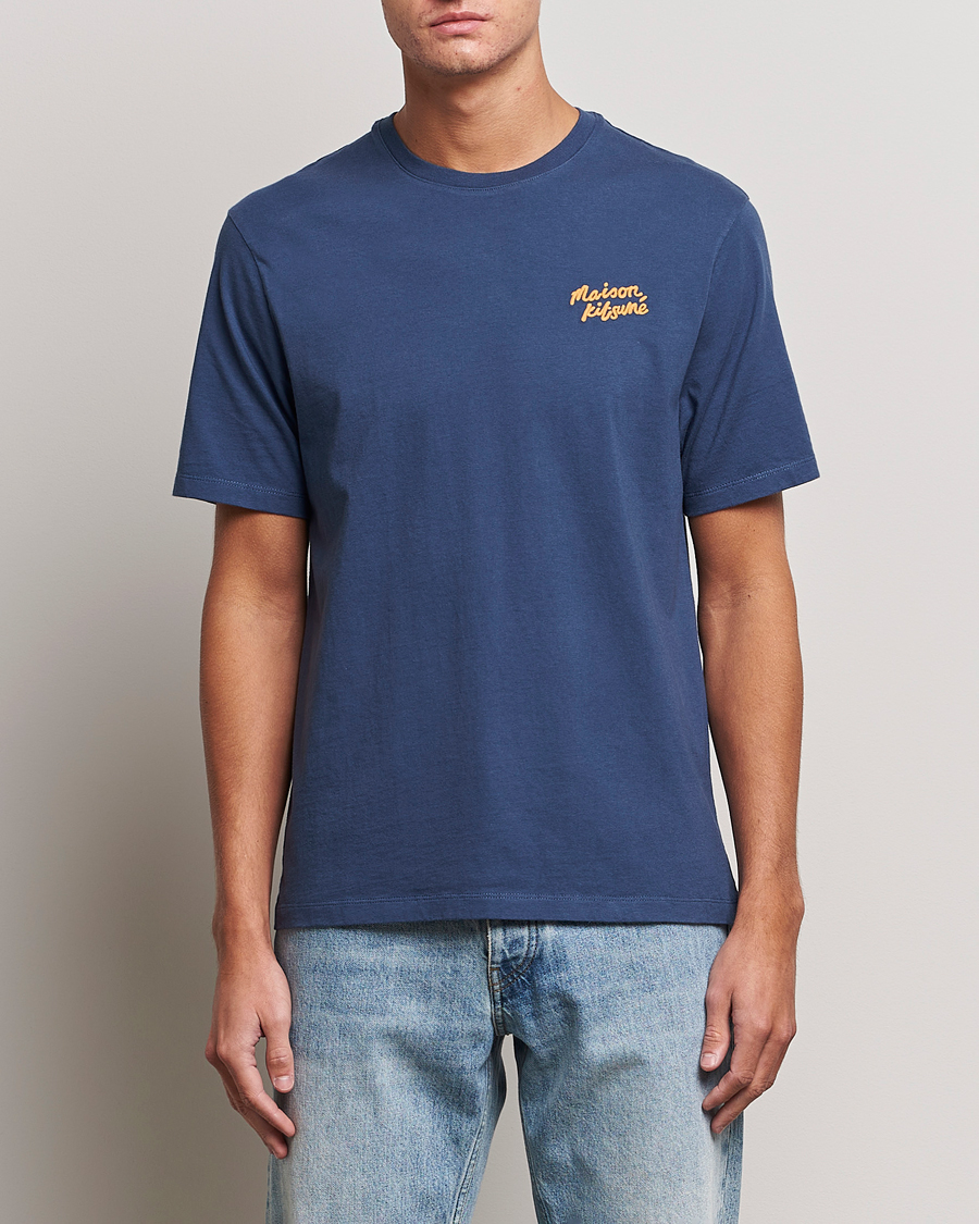 Uomini | T-shirt | Maison Kitsuné | Mini Handwriting T-shirt Blue Denim