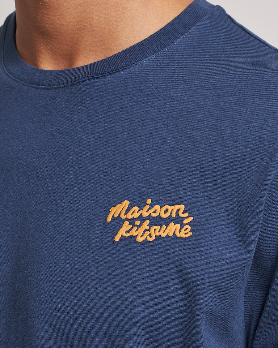 Uomini | T-shirt | Maison Kitsuné | Mini Handwriting T-shirt Blue Denim