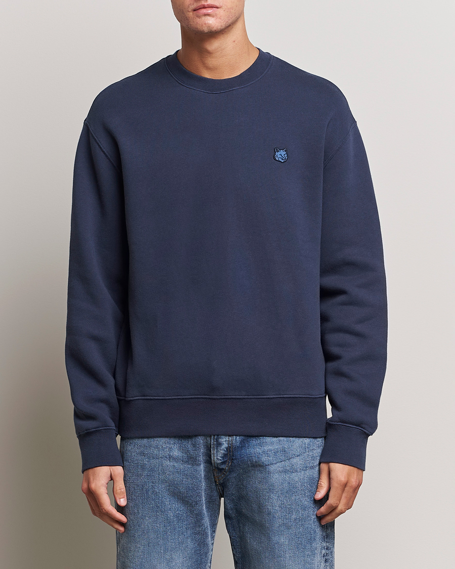 Uomini | Maglieria | Maison Kitsuné | Tonal Fox Head Sweatshirt Ink Blue
