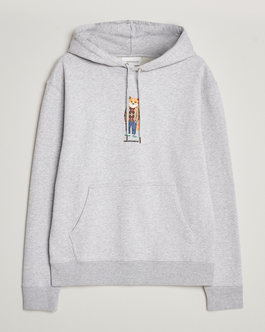Uomini | Maglieria | Maison Kitsuné | Dressed Fox Hoodie Light Grey Melange