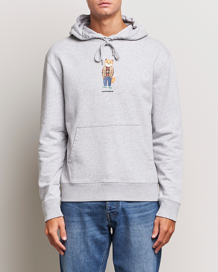 Uomini | Maglieria | Maison Kitsuné | Dressed Fox Hoodie Light Grey Melange