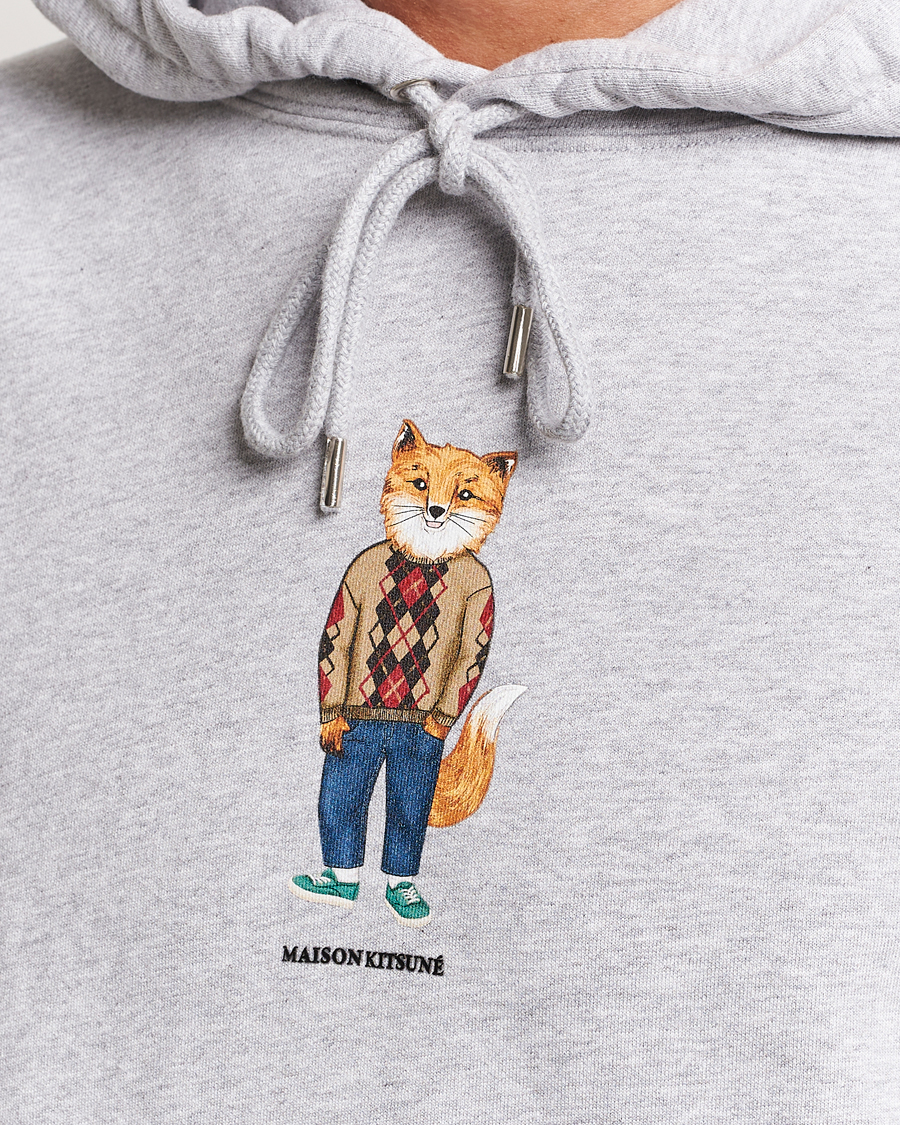 Uomini | Maglieria | Maison Kitsuné | Dressed Fox Hoodie Light Grey Melange
