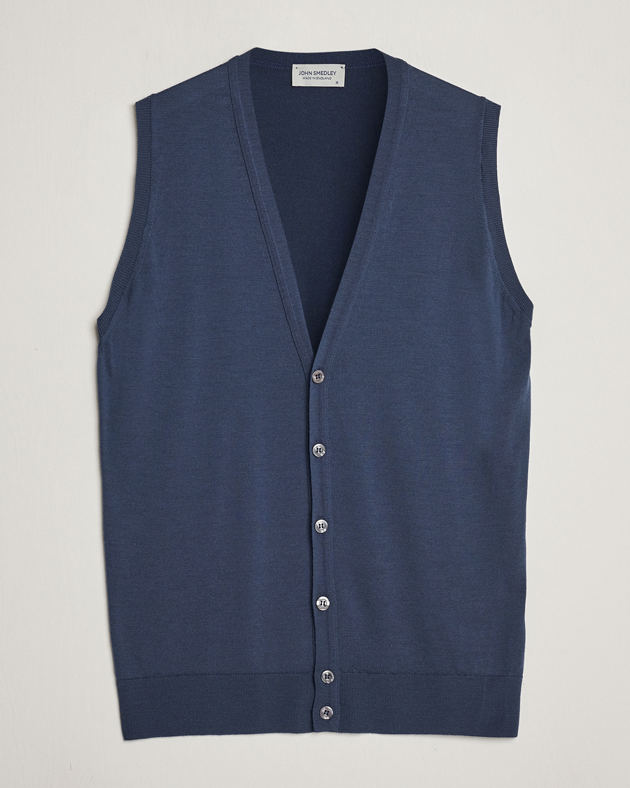Uomini | Maglieria | John Smedley | Huntswood Slim Fit Waistcoat Smoke Blue