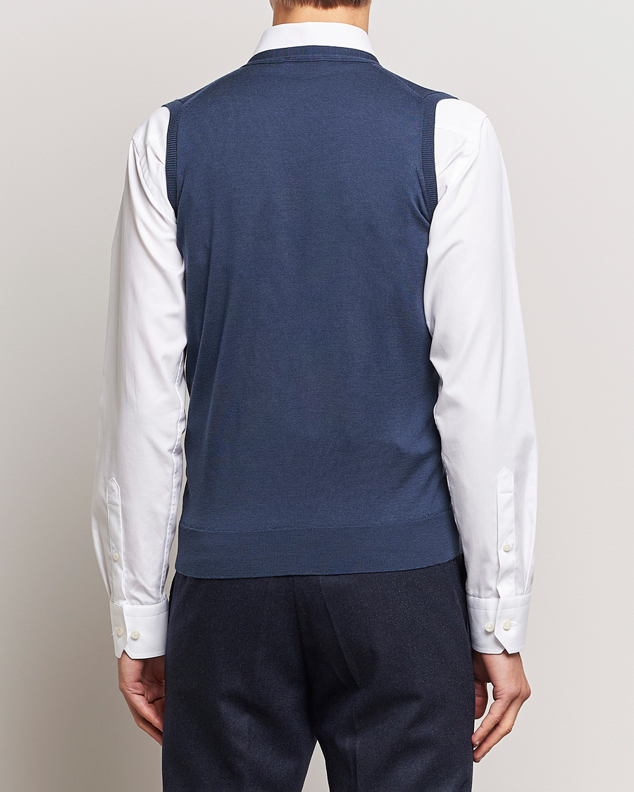 Uomini | Maglieria | John Smedley | Huntswood Slim Fit Waistcoat Smoke Blue
