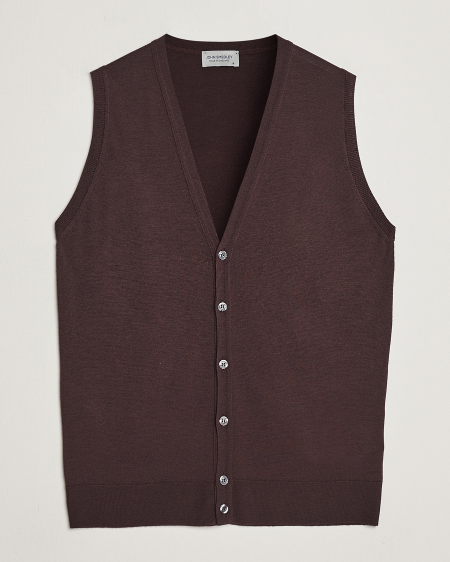 Uomini | Maglieria | John Smedley | Huntswood Slim Fit Waistcoat Truffle Brown