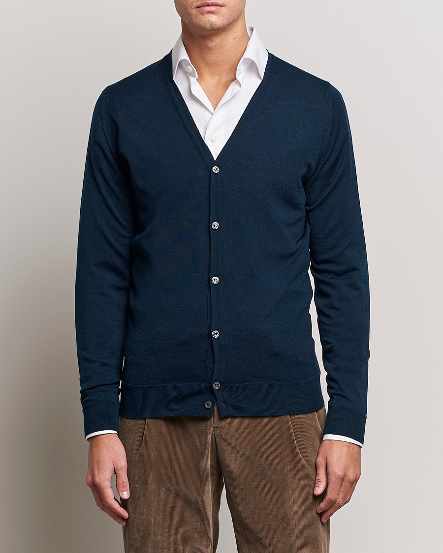Uomini | Maglieria | John Smedley | Petworth Extra Fine Merino Cardigan Orion Green