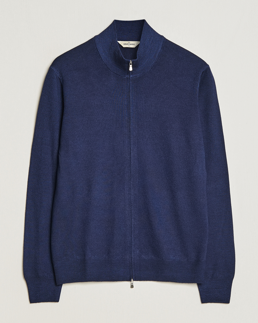 Uomini | Maglieria | Gran Sasso | Vintage Merino Fashion Fit Full Zip Navy