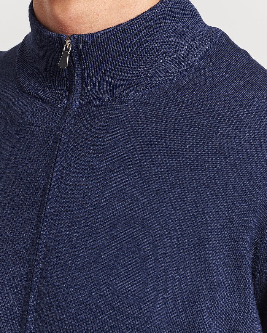 Uomini | Maglieria | Gran Sasso | Vintage Merino Fashion Fit Full Zip Navy